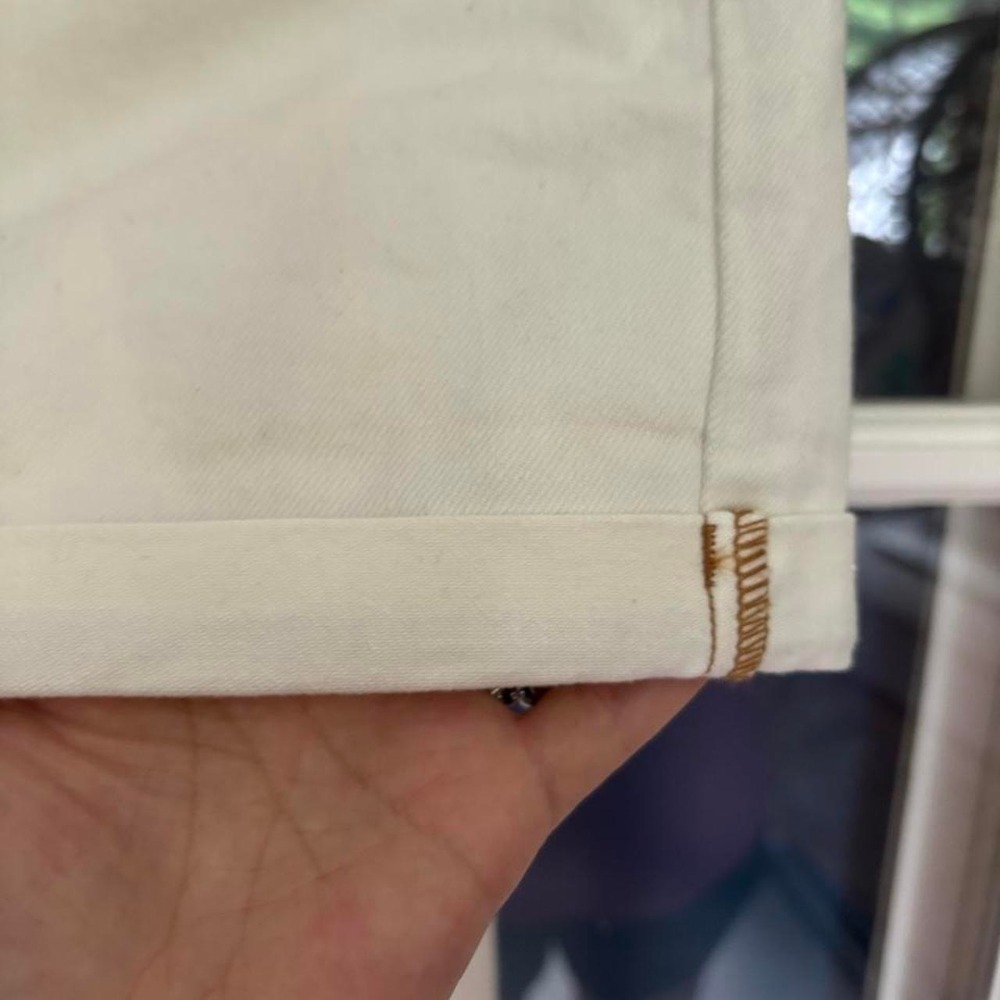 Wild Fable High-Rise Rolled Cuff Denim Shorts white with brown stitching, SZ 00 - Picture 4 of 7